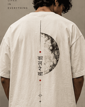 Back of the bone KAAL tee: lunar phases along a single vertical line